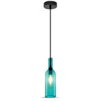 Lampa wisząca butelka / Klosz: Szklany / Niebieski