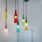 Lampa wisząca butelka / Klosz: Szklany / Czerwony