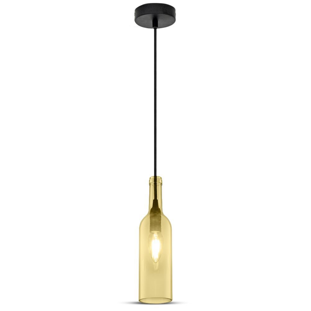 Lampa wisząca butelka / Klosz: Szklany / Bursztyn
