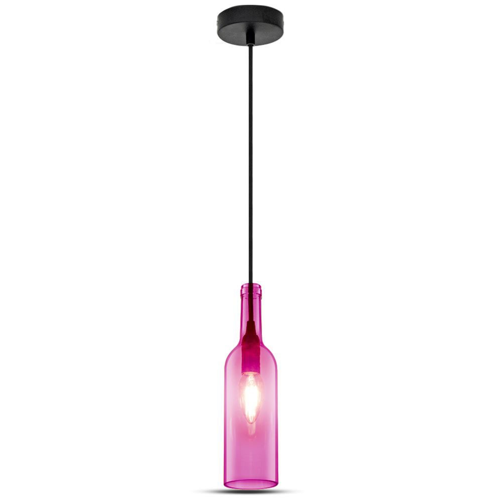 Lampa wisząca butelka / Klosz: Szklany / Róż