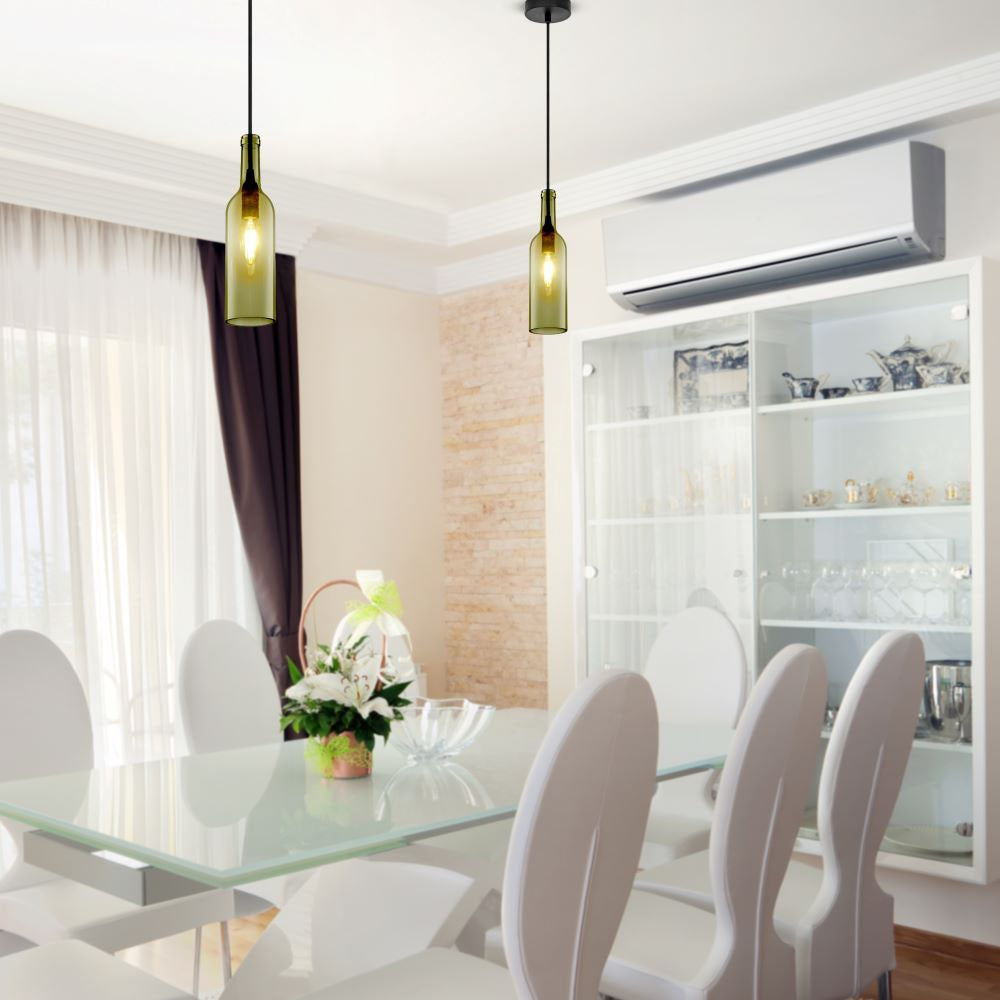 Lampa wisząca butelka / Klosz: Szklany / Szary