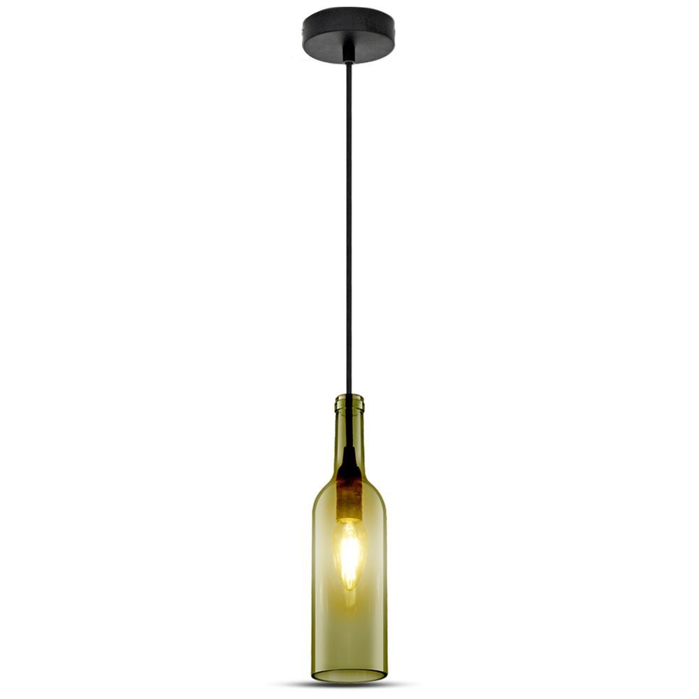 Lampa wisząca butelka / Klosz: Szklany / Szary
