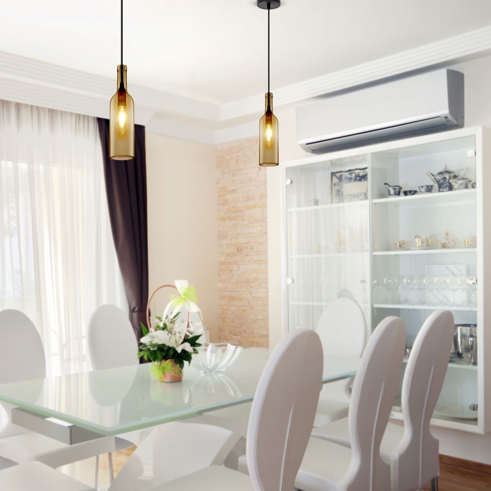 Lampa wisząca butelka / Klosz: Szklany / Brązowy