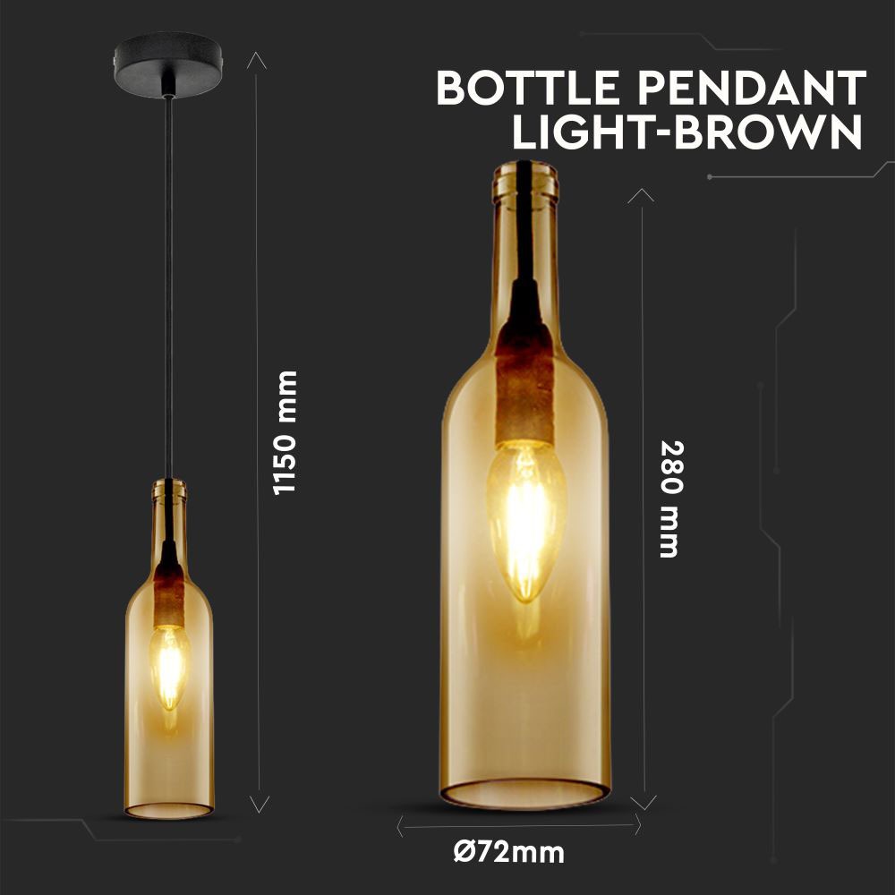 Lampa wisząca butelka / Klosz: Szklany / Brązowy