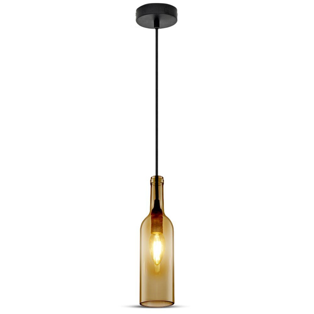 Lampa wisząca butelka / Klosz: Szklany / Brązowy