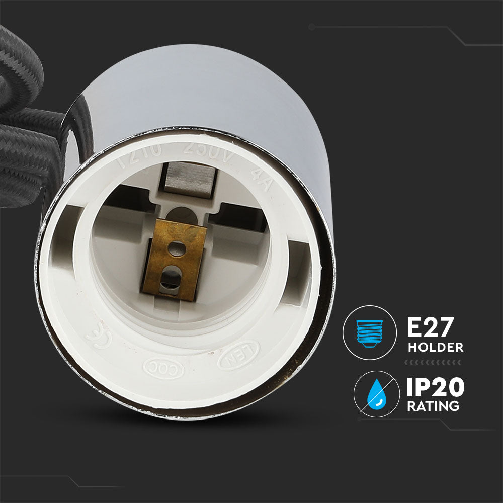 Lampa wisząca / oprawka chrom + przewód Czarny