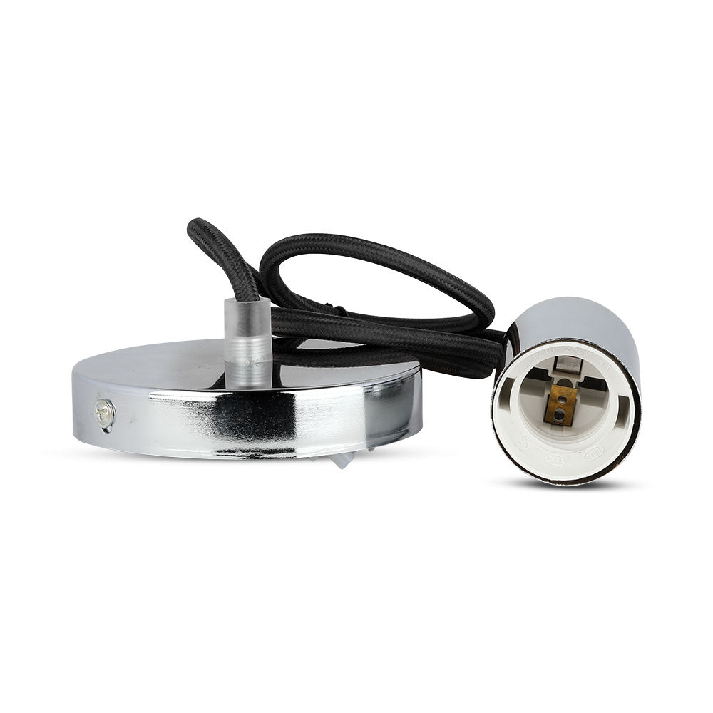 Lampa wisząca / oprawka chrom + przewód Czarny