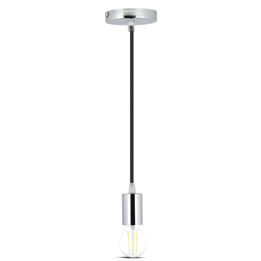 Lampa wisząca / oprawka chrom + przewód Czarny