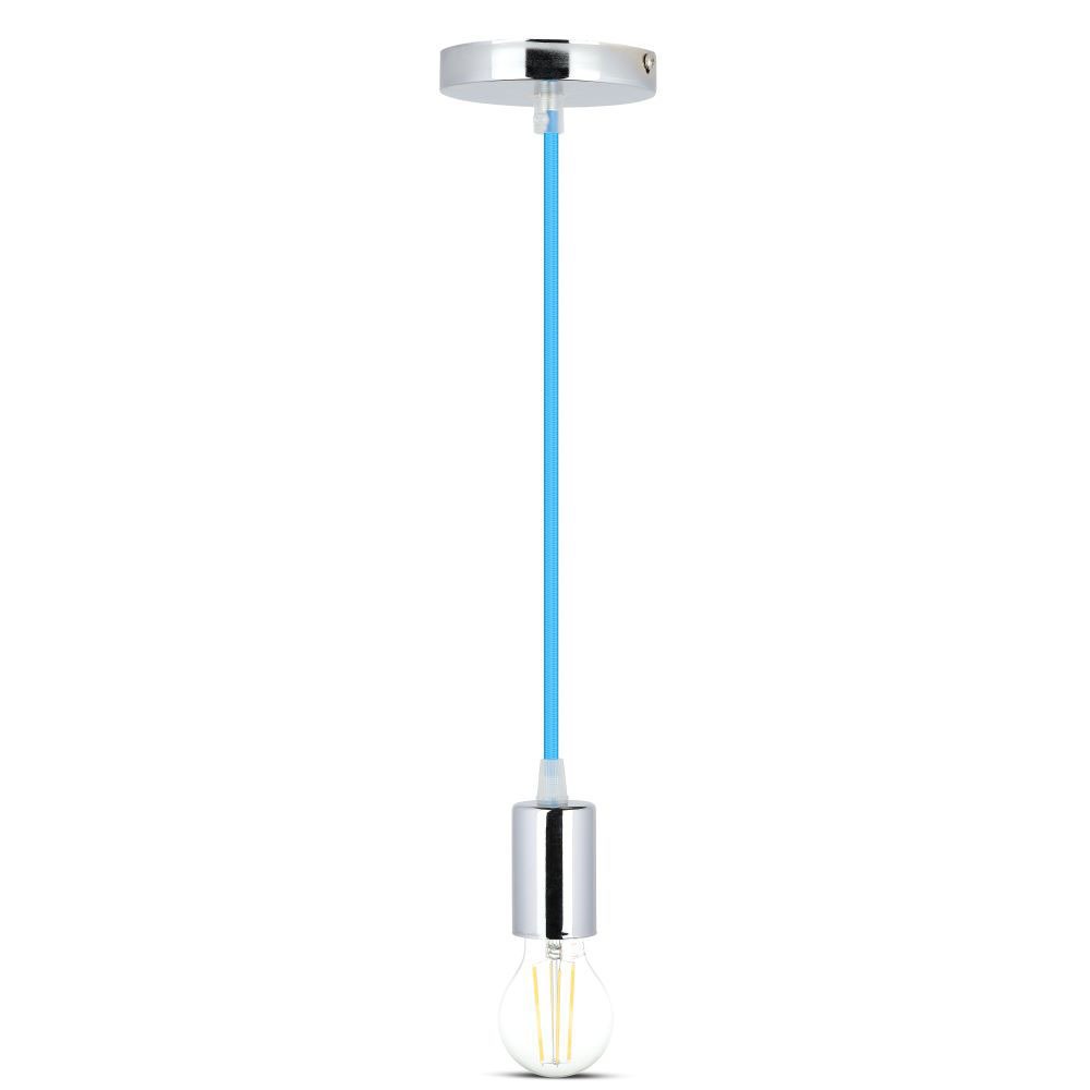 Lampa wisząca / oprawka chrom + przewód Niebieski