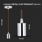 Lampa wisząca / oprawka chrom + przewód Brązowy