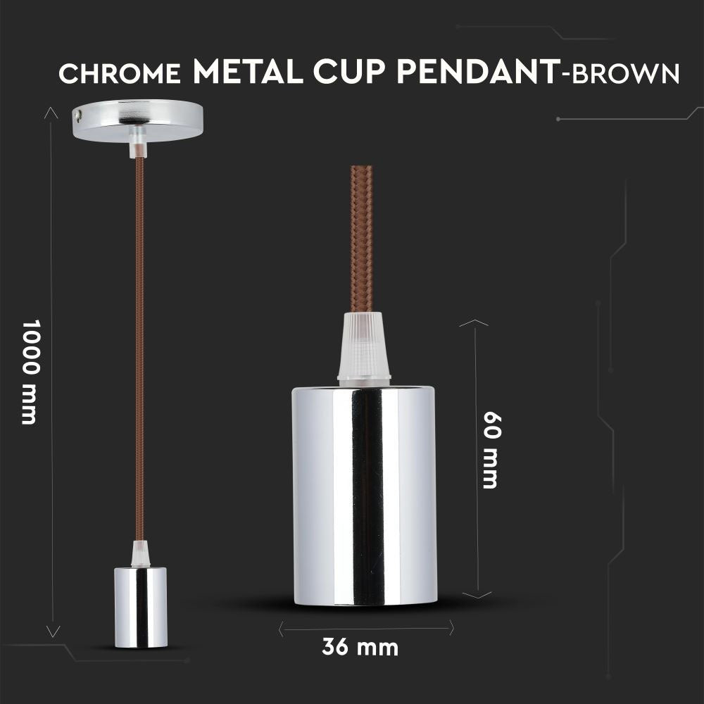 Lampa wisząca / oprawka chrom + przewód Brązowy