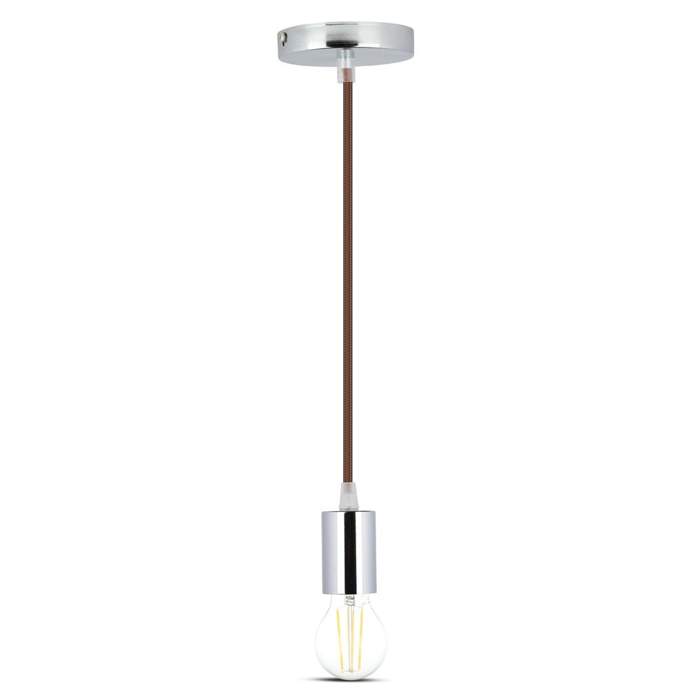 Lampa wisząca / oprawka chrom + przewód Brązowy