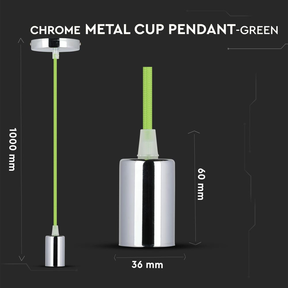 Lampa wisząca / oprawka chrom + przewód Zielony