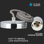 Lampa wisząca / oprawka chrom + przewód Szary