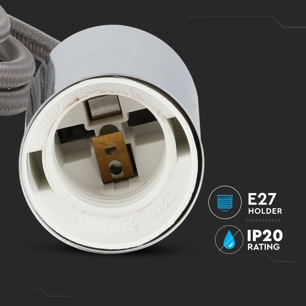 Lampa wisząca / oprawka chrom + przewód Szary