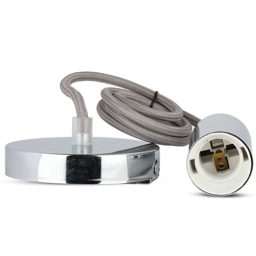 Lampa wisząca / oprawka chrom + przewód Szary
