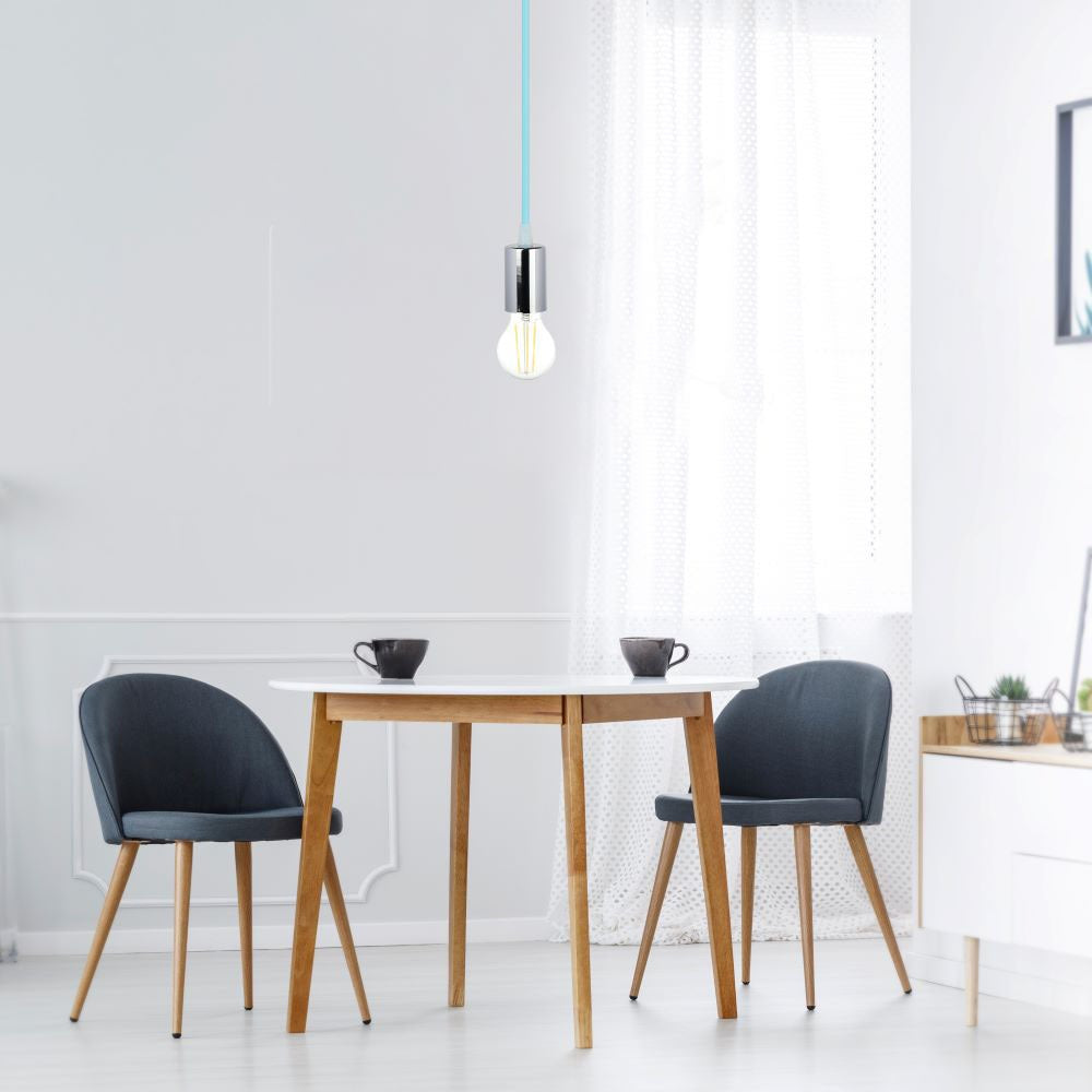 Lampa wisząca / oprawka chrom + przewód Jasny niebieski