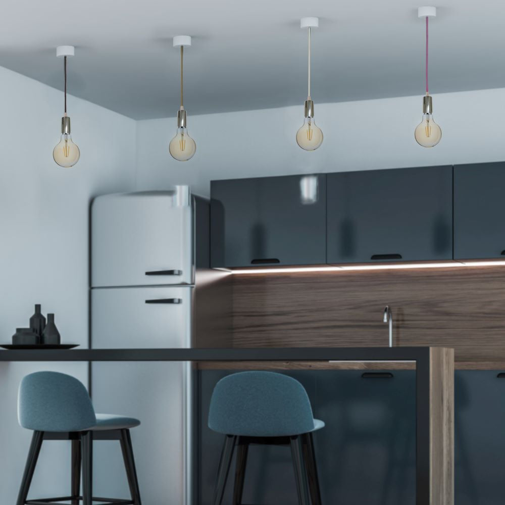 Lampa wisząca / oprawka chrom + przewód Jasny niebieski