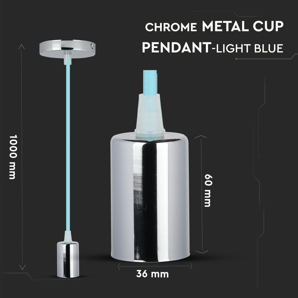 Lampa wisząca / oprawka chrom + przewód Jasny niebieski