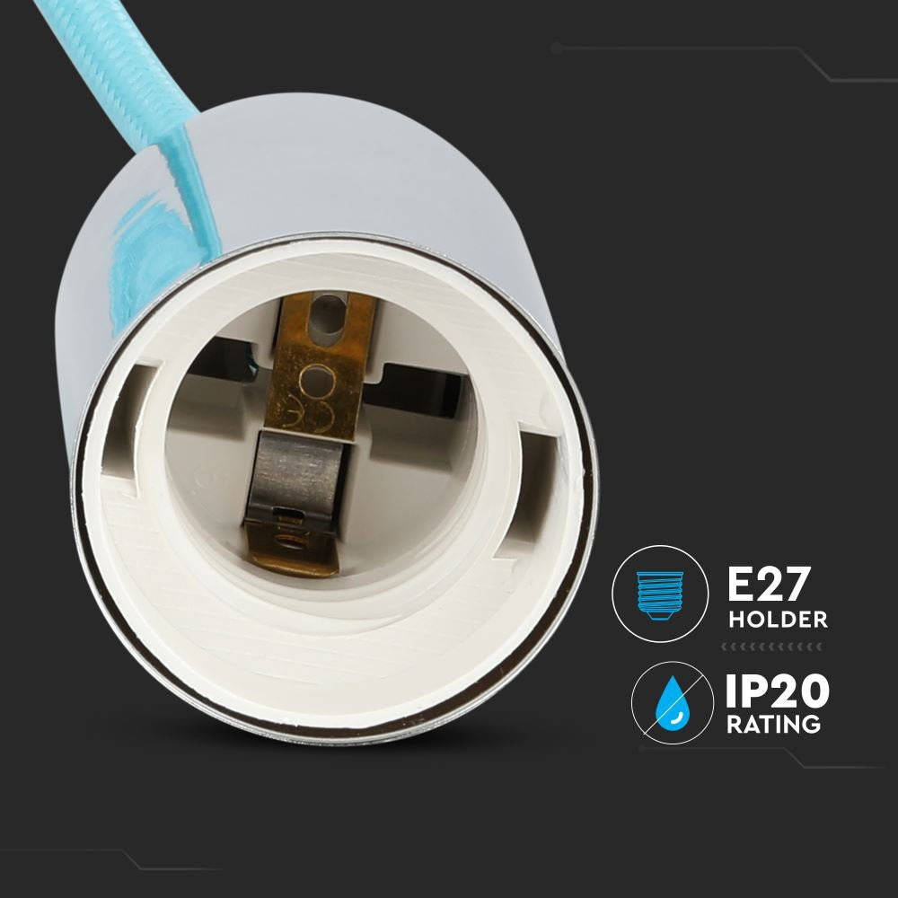 Lampa wisząca / oprawka chrom + przewód Jasny niebieski