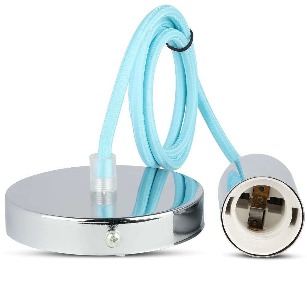 Lampa wisząca / oprawka chrom + przewód Jasny niebieski