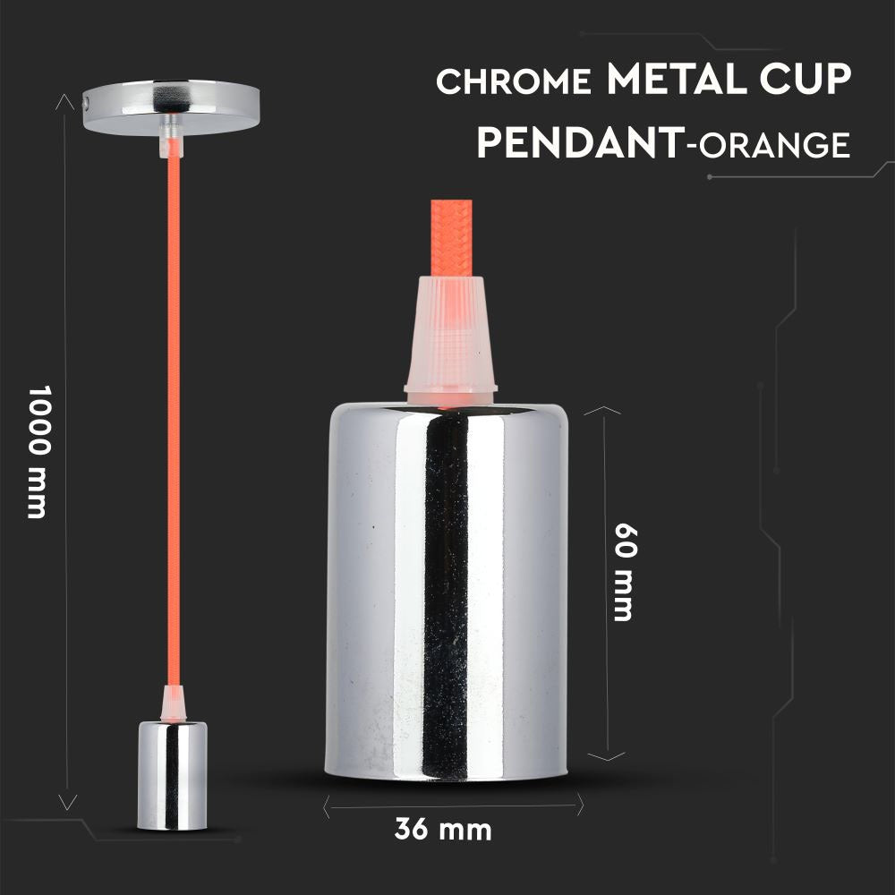Lampa wisząca / oprawka chrom + przewód Pomarańczowy