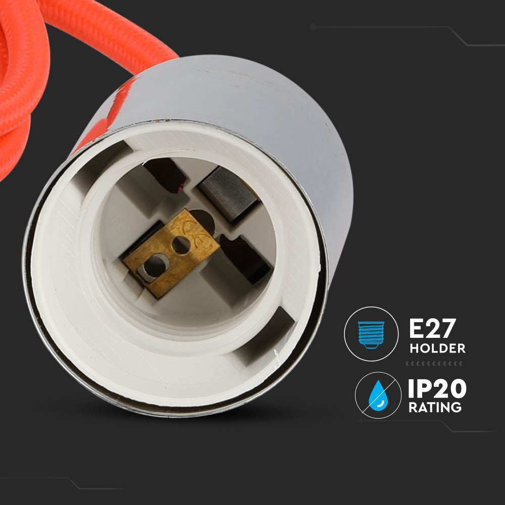 Lampa wisząca / oprawka chrom + przewód Pomarańczowy