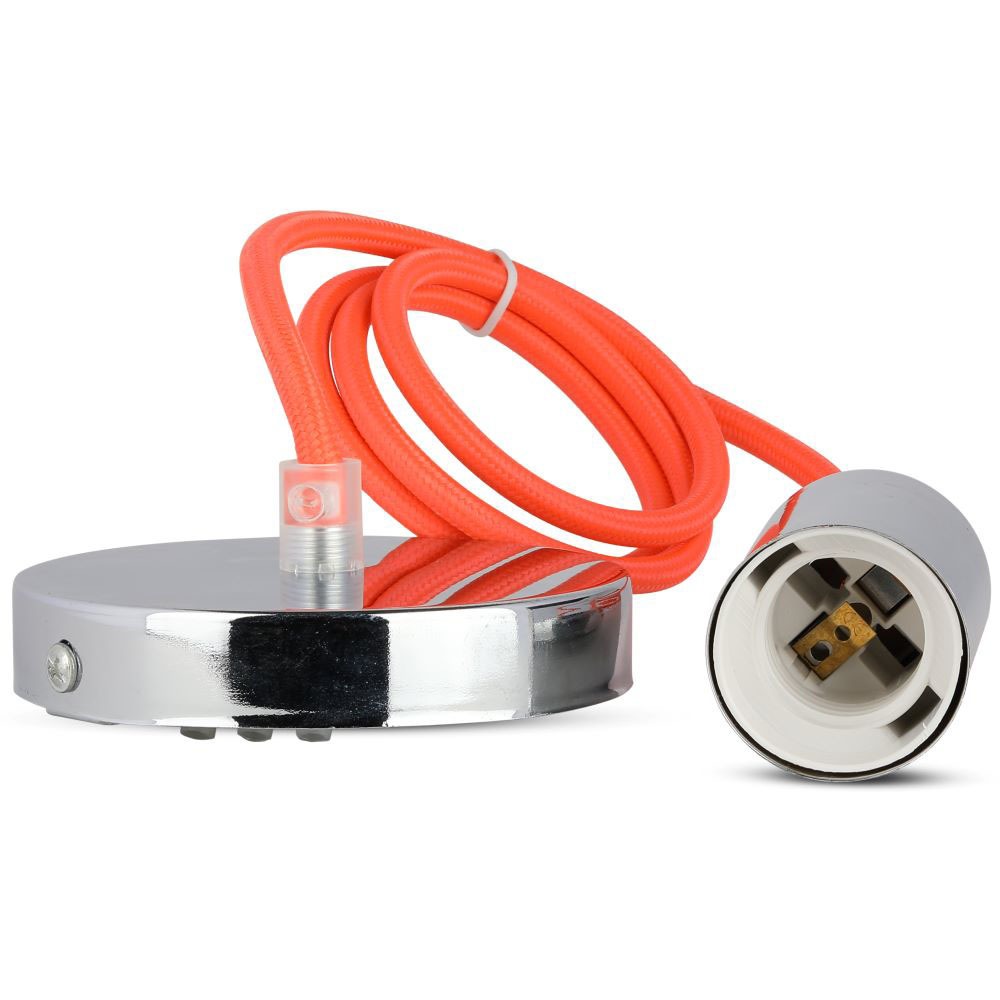 Lampa wisząca / oprawka chrom + przewód Pomarańczowy