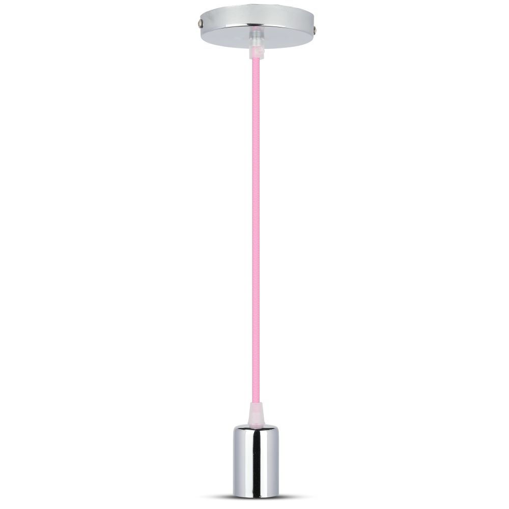 Lampa wisząca / oprawka chrom + przewód Jasny różowy