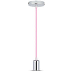 Lampa wisząca / oprawka chrom + przewód Jasny różowy