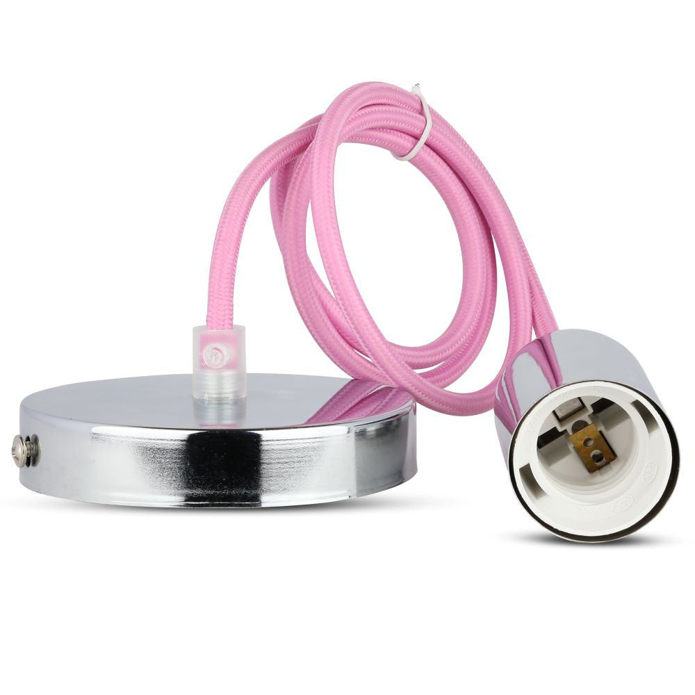 Lampa wisząca / oprawka chrom + przewód Jasny różowy