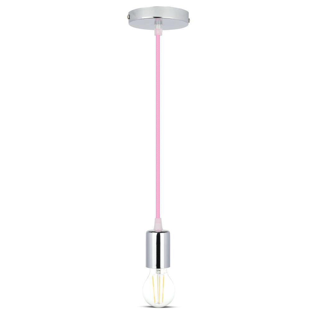 Lampa wisząca / oprawka chrom + przewód Jasny różowy