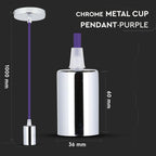 Lampa wisząca / oprawka chrom + przewód Fioletowa