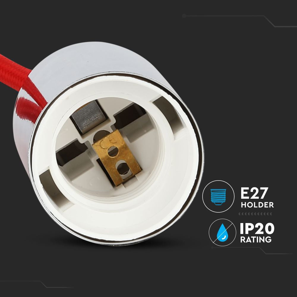 Lampa wisząca / oprawka chrom + przewód Czerwony