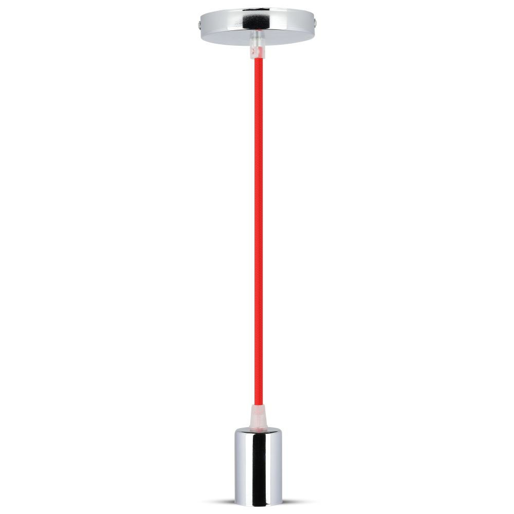 Lampa wisząca / oprawka chrom + przewód Czerwony