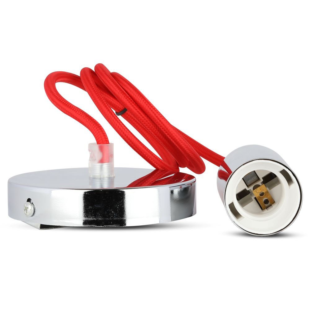 Lampa wisząca / oprawka chrom + przewód Czerwony