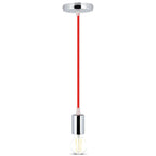 Lampa wisząca / oprawka chrom + przewód Czerwony