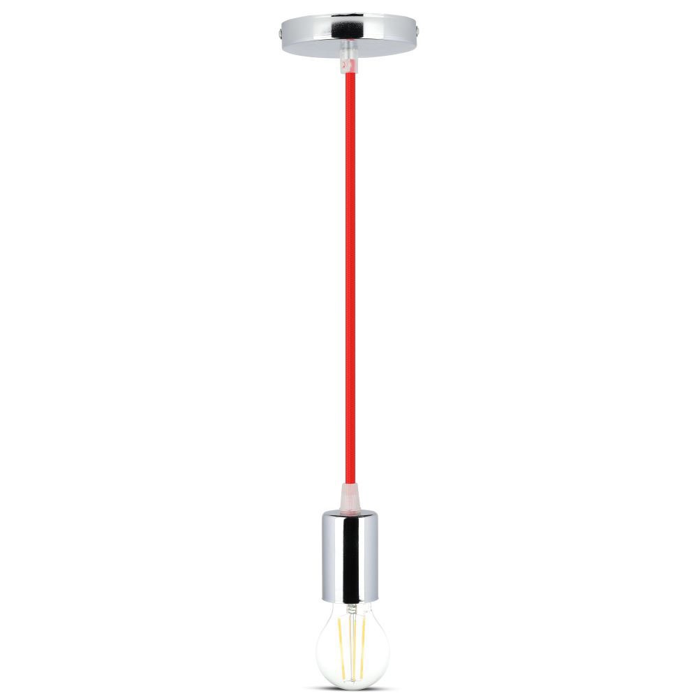 Lampa wisząca / oprawka chrom + przewód Czerwony
