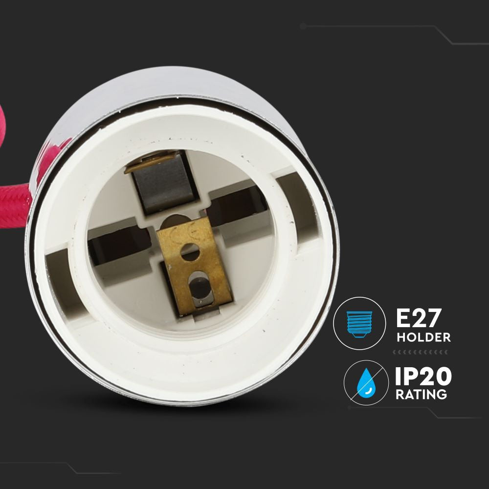 Lampa wisząca / oprawka chrom + przewód Różowy