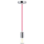 Lampa wisząca / oprawka chrom + przewód Różowy