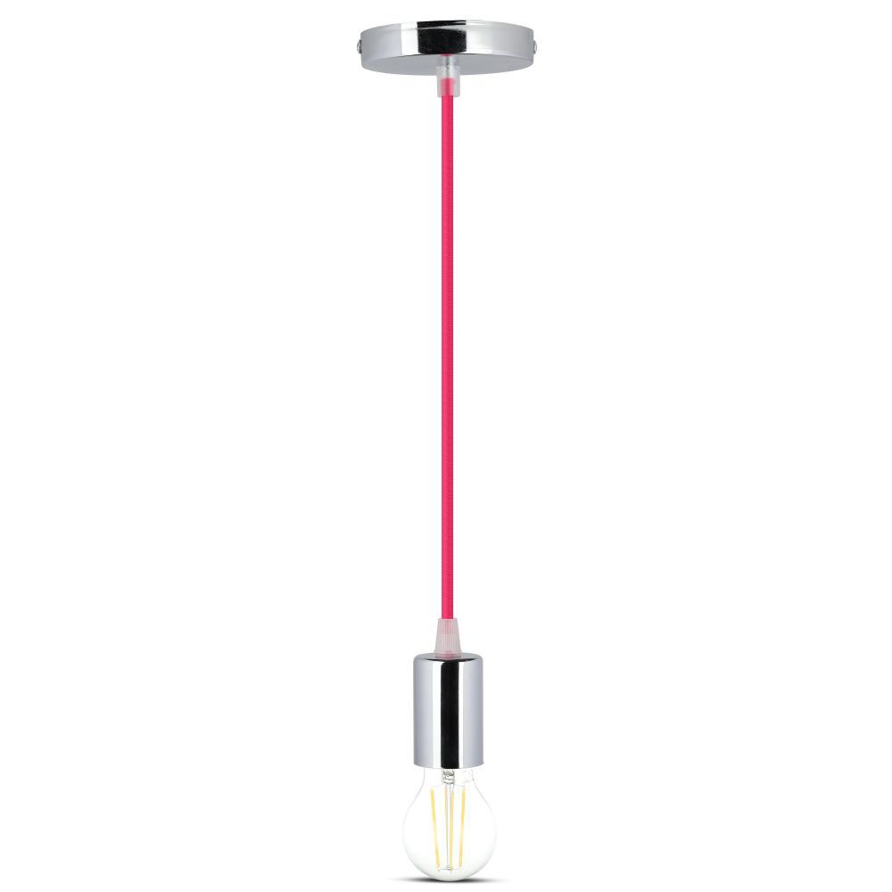 Lampa wisząca / oprawka chrom + przewód Różowy