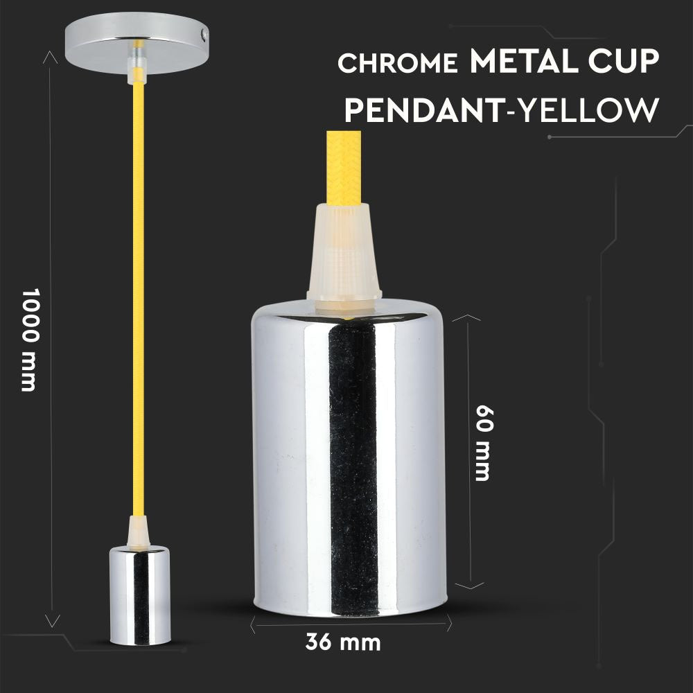 Lampa wisząca / oprawka chrom + przewód Żółty