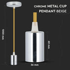 Lampa wisząca / oprawka chrom + przewód Beżowy