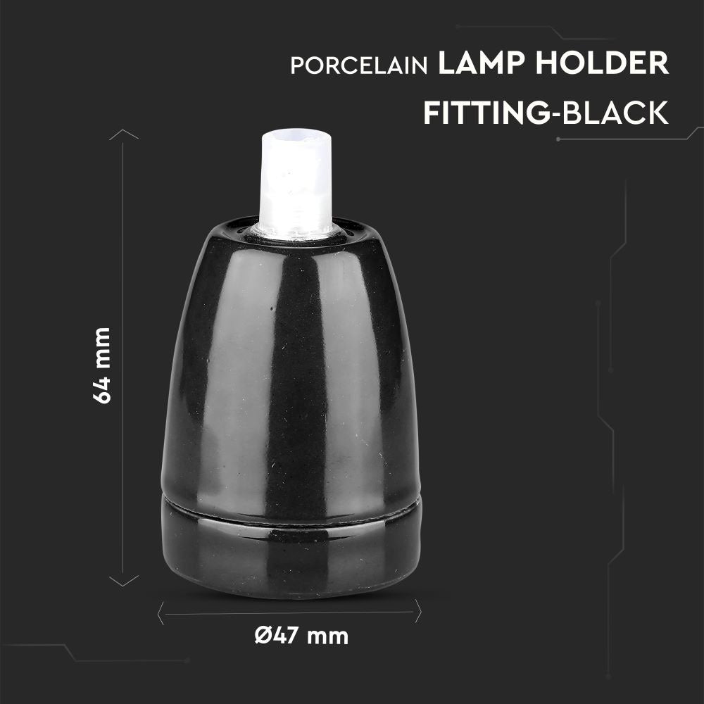 Oprawka porcelanowa / Trzonek:E27 / Czarny