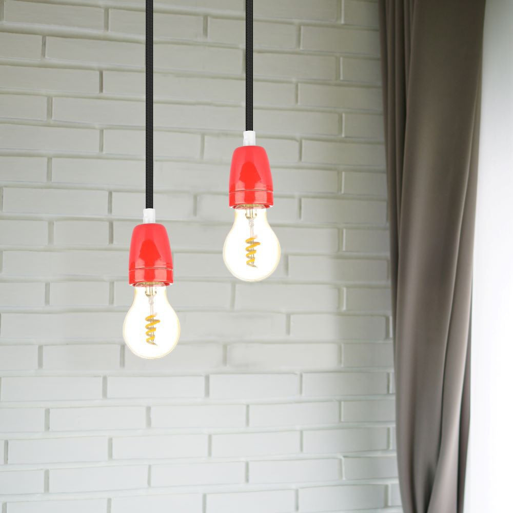 Oprawka porcelanowa / Trzonek:E27 / Czerwony