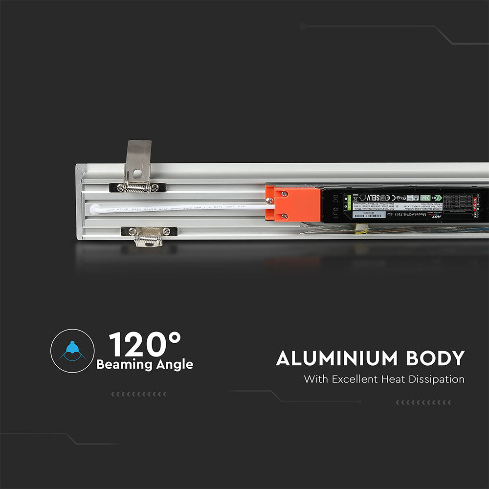40W Oprawa Liniowa LED Podtynkowa / Chip SAMSUNG / Barwa:6400K / 5 Lat gwarancji / Obudowa: Srebrna