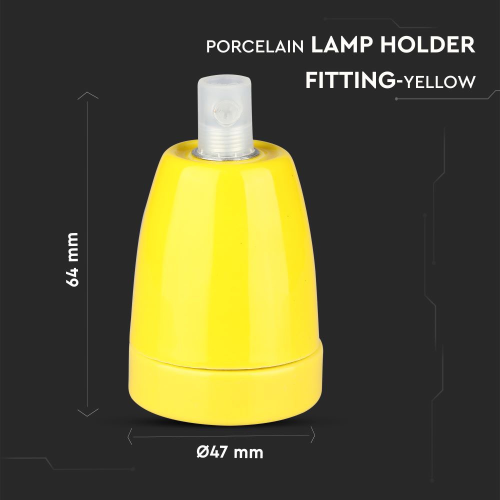 Oprawka porcelanowa / Trzonek:E27 / Żółty