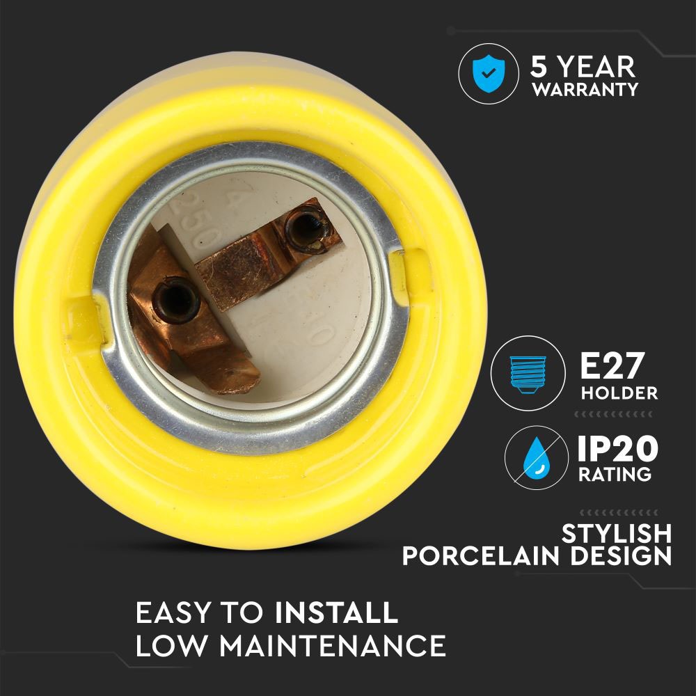 Oprawka porcelanowa / Trzonek:E27 / Żółty