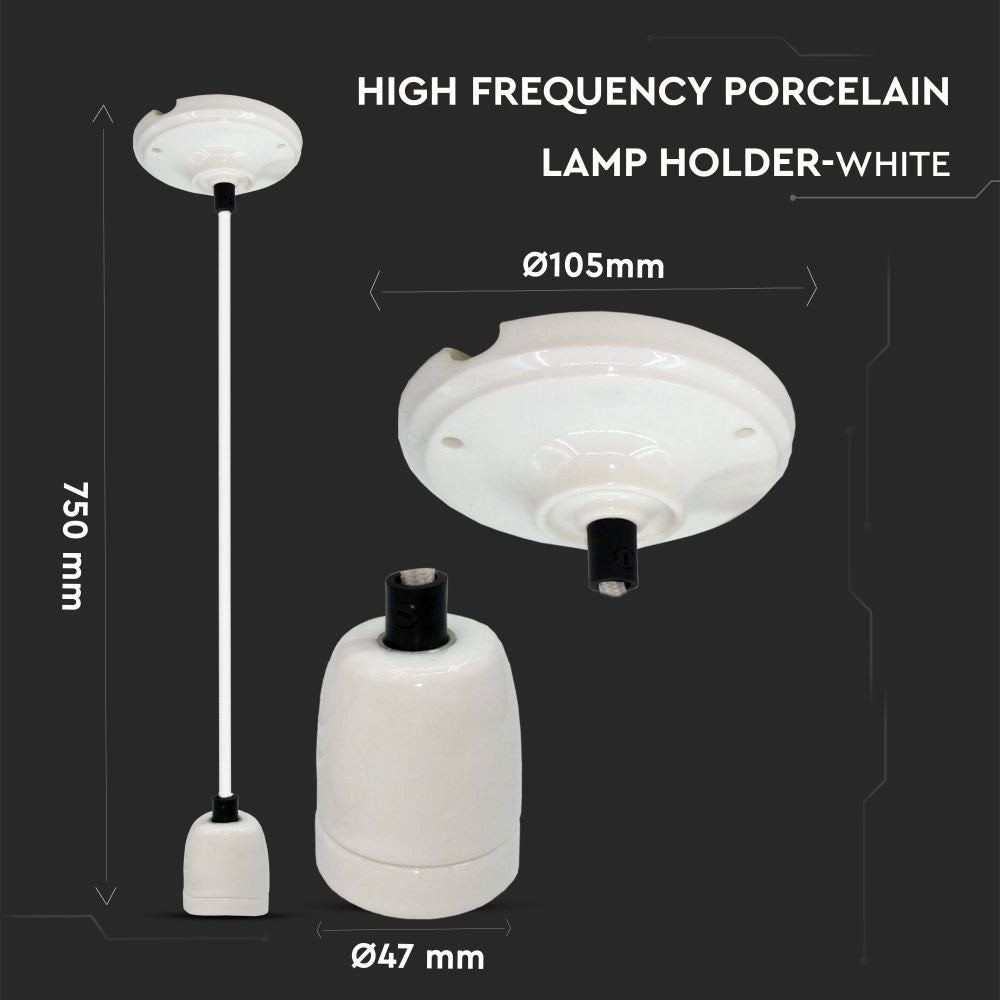 Lampa wisząca / Oprawka: Porcelanowa / Trzonek:E27 / Biały