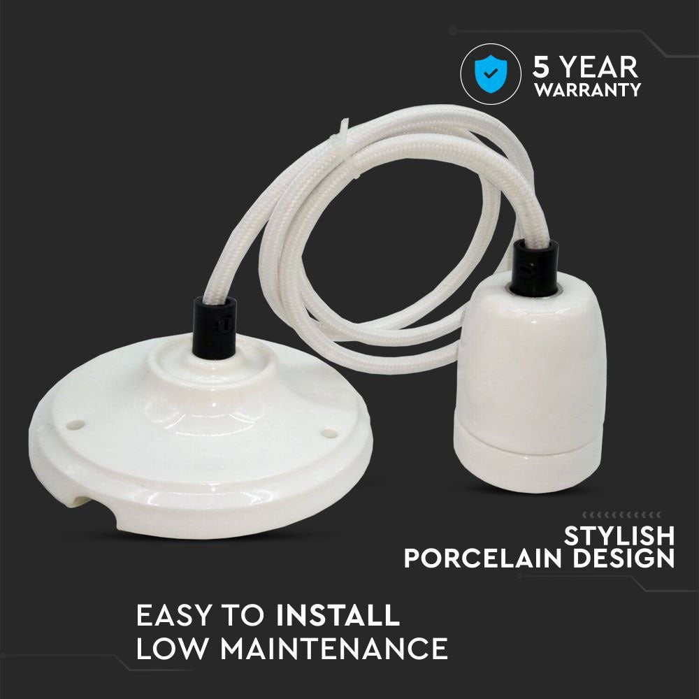 Lampa wisząca / Oprawka: Porcelanowa / Trzonek:E27 / Biały